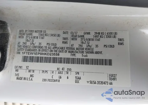 2017 Ford F-150 Xlt from USA, damaged, VIN 1FTEW1EP9HKD23558